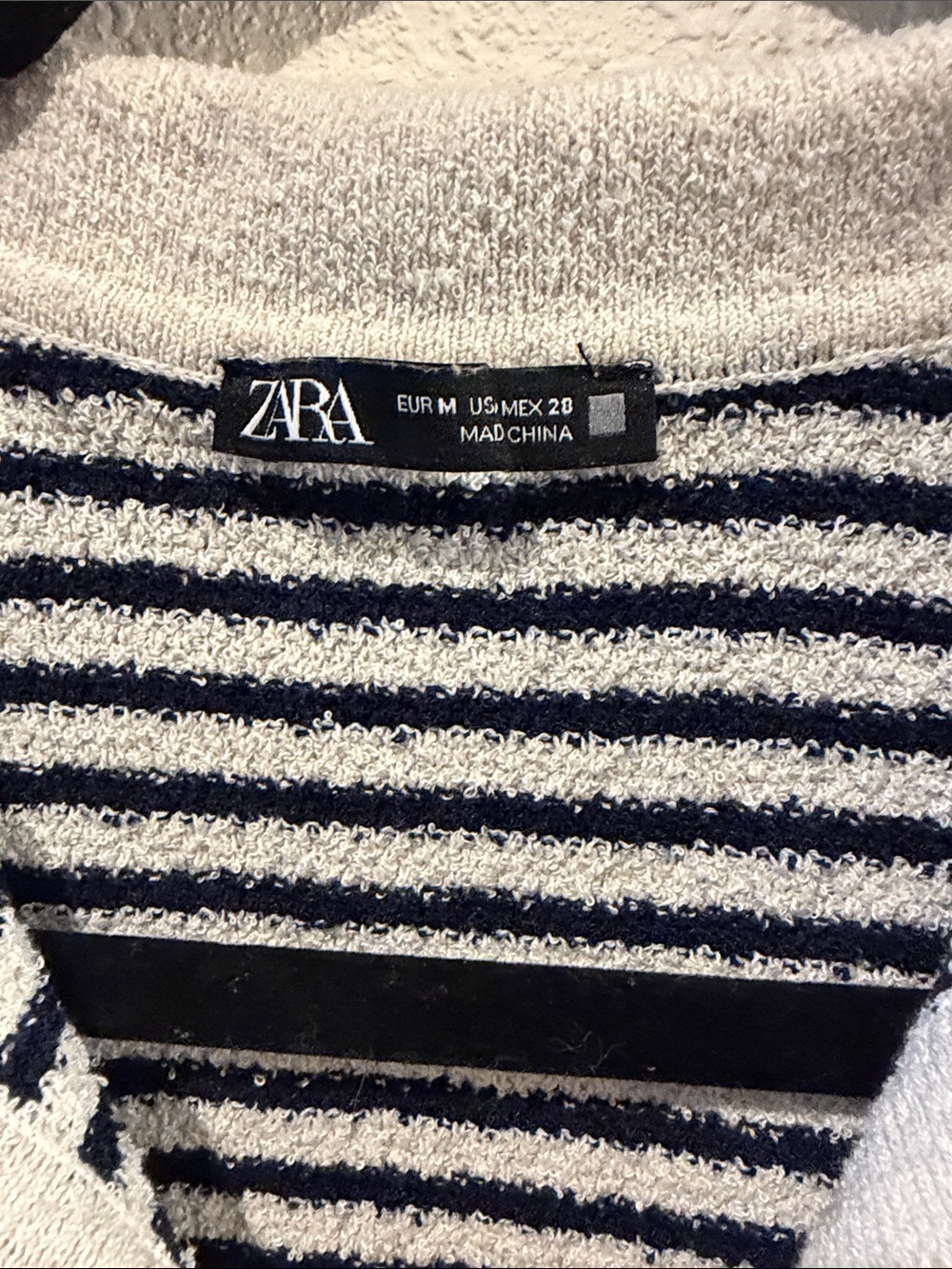 Zara Navy and White Striped Terry Mini Dress - Picture 2 of 3
